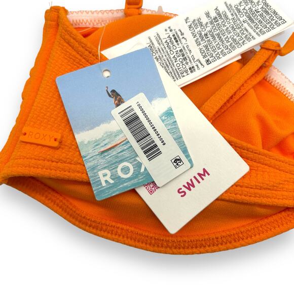 NEW Bikini Set Roxy Orange Bandeau Brazillian Tie Medium Large Macys Mix & Match - Picture 14 of 16